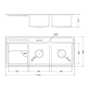 Chậu rửa chén Malloca MS-8816 N - 1 CHẬU RỬA CHÉN MALLOCA MS-8816 N