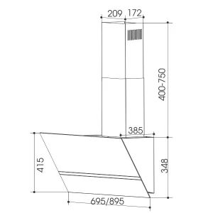 MÁY HÚT MÙI FASTER FS 3688SS-70 NEW BLACK - 1 MÁY HÚT MÙI FASTER FS 3688SS-70 NEW BLACK