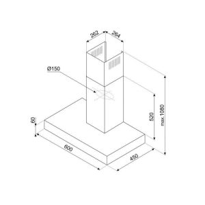 Máy hút mùi gắn tường Smeg KBT600XE 536 84 433 - 1 MÁY HÚT MÙI GẮN TƯỜNG SMEG KBT600XE 536 84 433