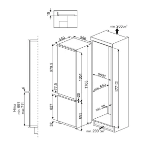 Tủ lạnh SMEG C7176DNPHSG 535 14 522 - 1 TỦ LẠNH SMEG C7176DNPHSG 535 14 522