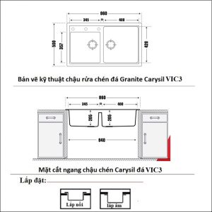 CHẬU RỬA CHÉN CARYSIL VIC3-03/NERA (ĐEN) - 1 CARYSIL VIC3-03/NERA