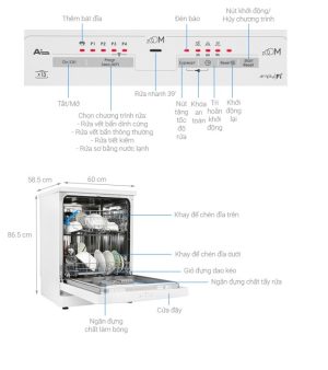 MÁY RỬA CHÉN ĐỘC LẬP CANDY CDPN 1L390PW - 6