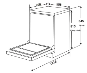 MÁY RỬA CHÉN ĐỘC LẬP KAFF KF BHMI815Y - 1 MÁY RỬA CHÉN ĐỘC LẬP KAFF KF BHMI815Y