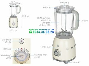 Máy xay sinh tố SMEG BLF01CREU 535 43 635 - 1 MÁY XAY SINH TỐ SMEG BLF01CREU 535 43 635
