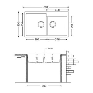 CHẬU RỬA CHÉN CARYSIL TOE2-N200 - 1 CARYSIL TOE2-N200