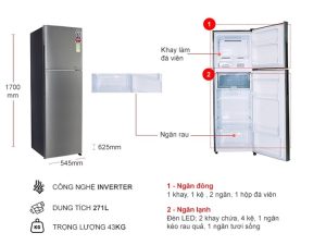 Tủ lạnh Sharp Inverter 253 lít SJ-X281E-SL - 13 Tủ lạnh Sharp Inverter 253 lít SJ-X281E-SL - 12