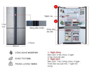 Tủ lạnh Sharp Inverter 626 lít SJ-FX631V-SL - 9