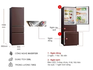Tủ lạnh Mitsubishi Inverter 330 lít MR-CGX41EN-GBR-V - 14 Tủ lạnh Mitsubishi Inverter 330 lít MR-CGX41EN-GBR-V - 13