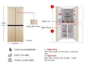 Tủ lạnh Sharp Inverter 362 lít SJ-FX420VG-CH - 9 Tủ lạnh Sharp Inverter 362 lít SJ-FX420VG-CH - 8