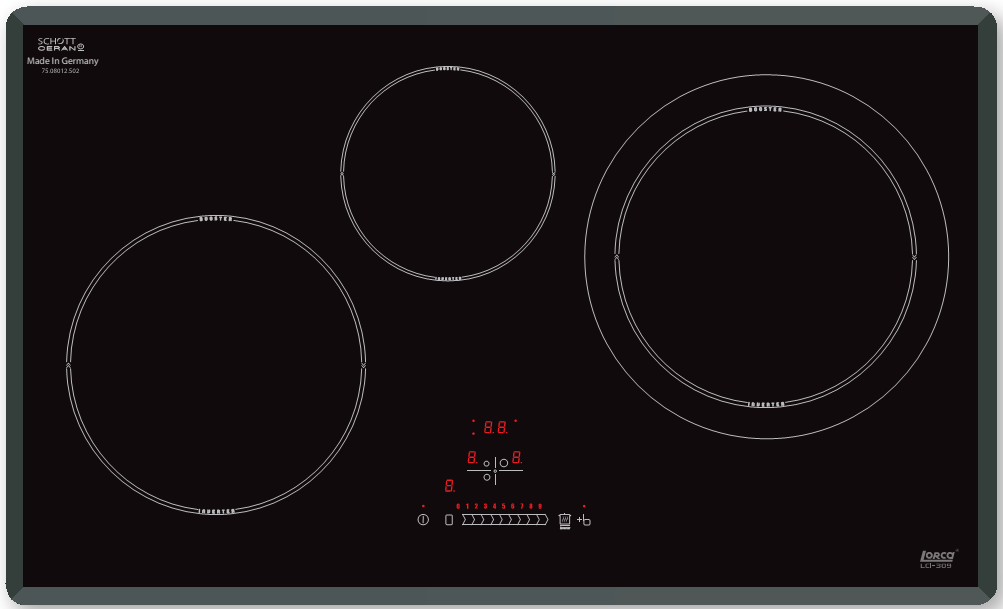 1 vài ưu điểm của bếp từ ba vùng nấu Lorca