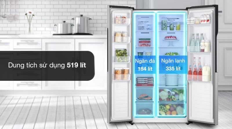 Tủ lạnh LG Inverter 519 lít Side By Side GR-B256JDS - 8
