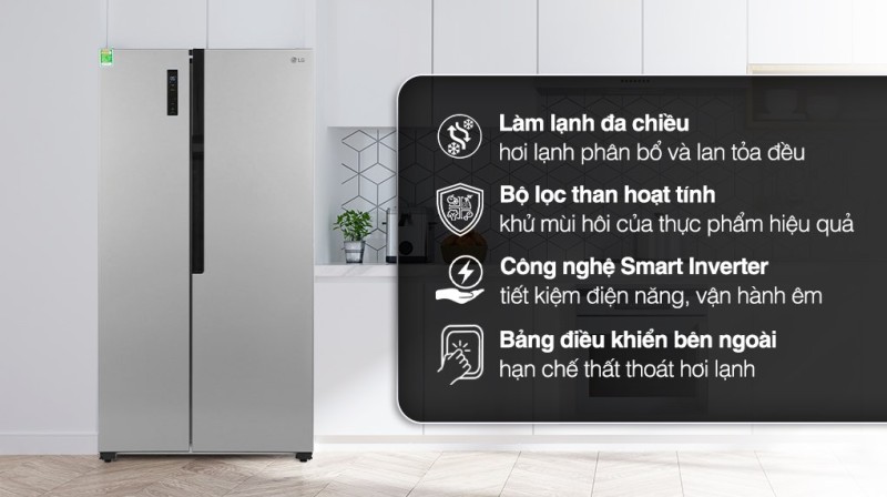 Tủ lạnh LG Inverter 519 lít Side By Side GR-B256JDS - 3