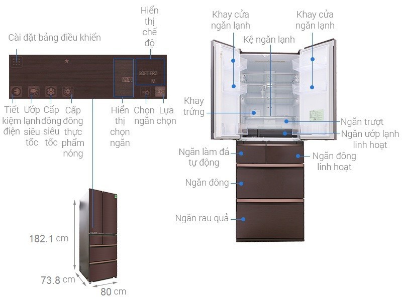 Tủ lạnh Mitsubishi Electric Inverter 694 lít MR-WX70C-BR-V - 2