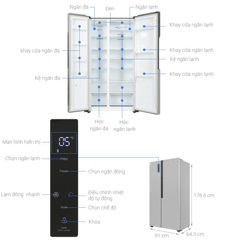Tủ lạnh LG Inverter 519 lít Side By Side GR-B256JDS - 2